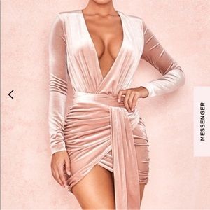 House of CB Blush Pink Velvet Mini Dress